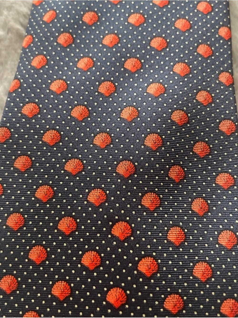 Nina Ricci Navy Tie with Orange Dot Pattern